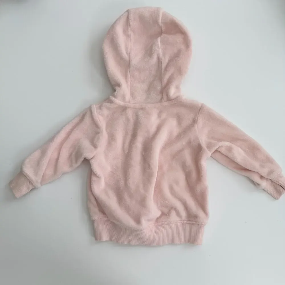 Carter’s pink terry cloth full zip ear hoodie sweatshirt